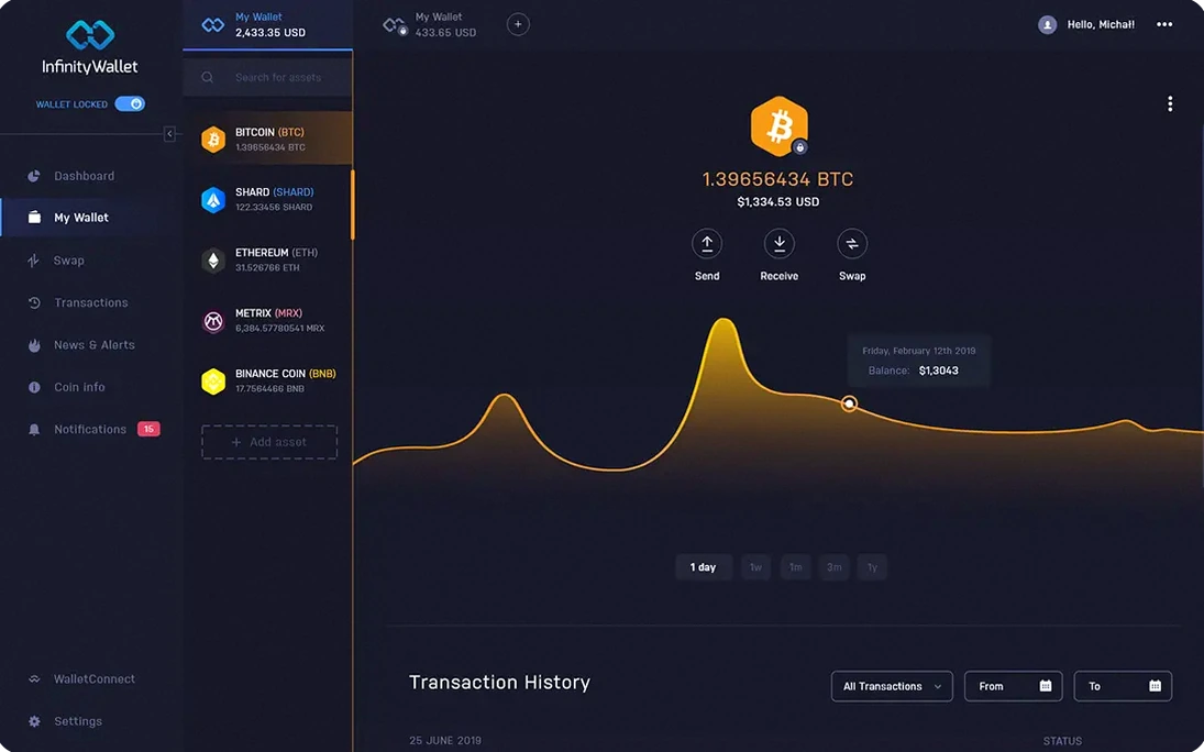 Buy & Sell Crypto — Infinity Wallet crypto wallet feature