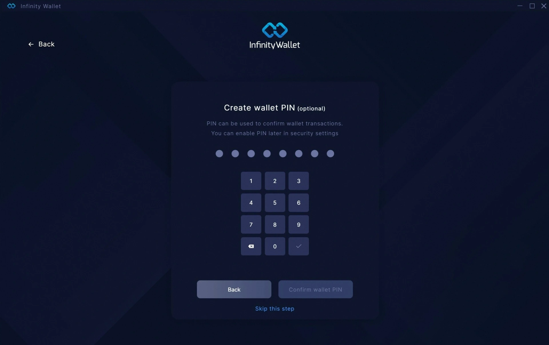 Optional — add a wallet PIN