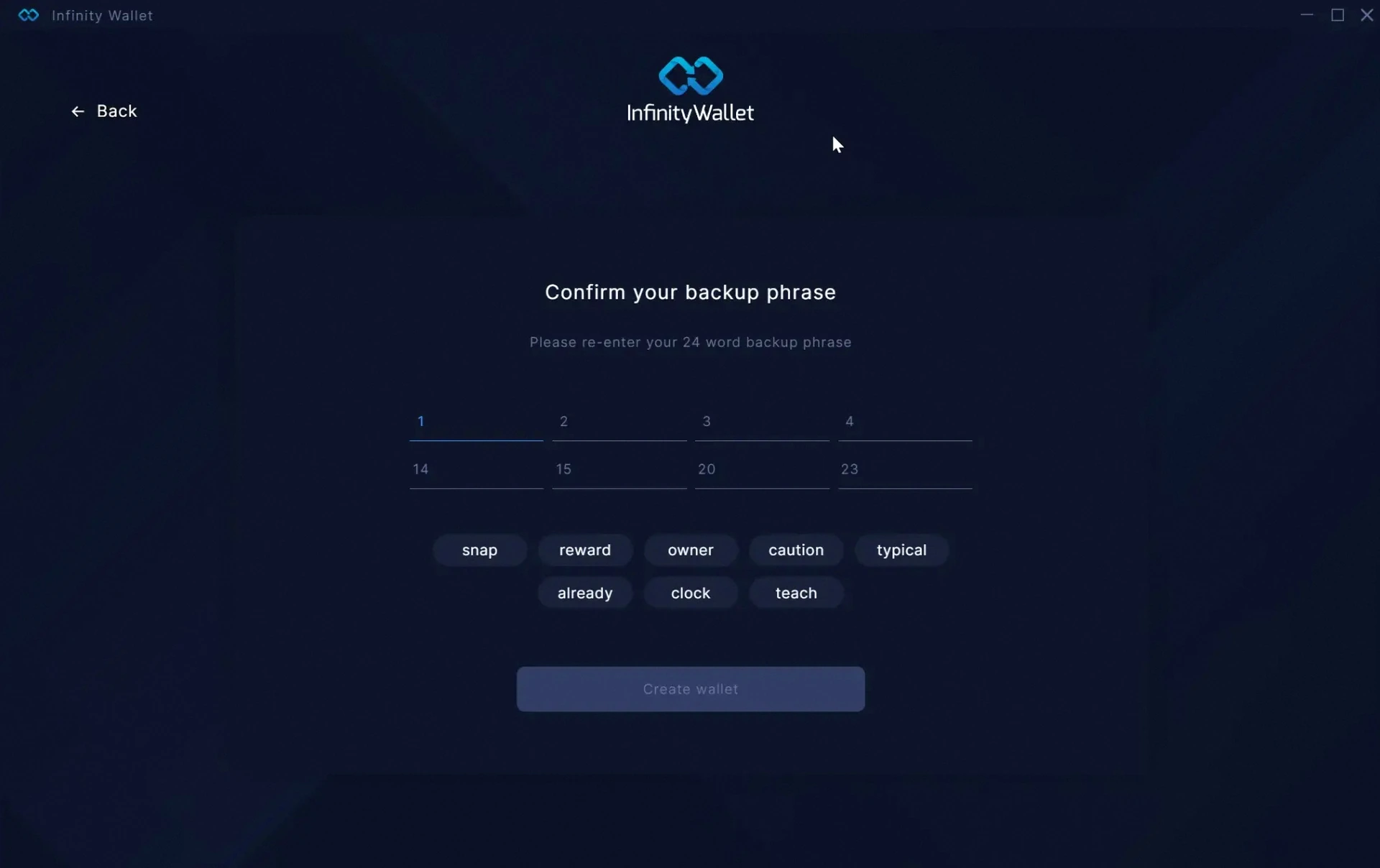 Confirm your backup phrase